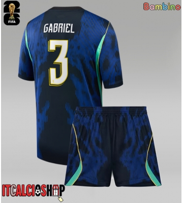 Brasile Gabriel Magalhaes #3 Seconda Maglia Bambino Mondiali 2026 Manica Corta (+ Pantaloni corti)